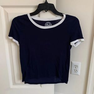 So Navy Blue T-Shirt, White Rims (X-Small)